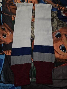 Unbranded Knitted Classic Hockey Socks - Colorado white 32" (Unused)